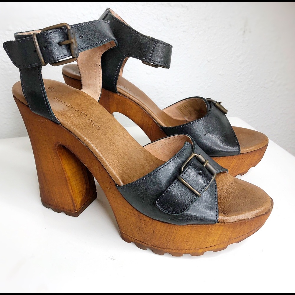 MUSSE AND CLOUD Noeme Wooden Lug Platform Sandal